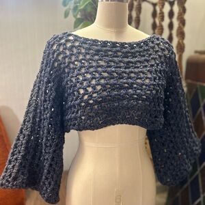 Handmade Navy Crochet Sweater